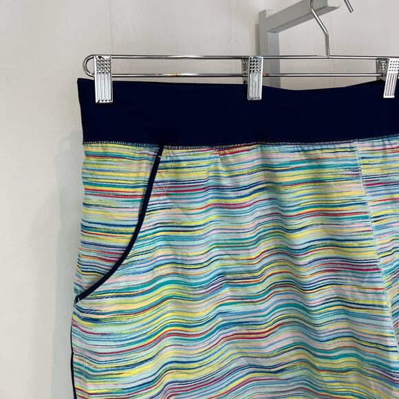 LANDS' END 3" 26W Plus Quick Dry Swim Shorts Lined Stripe Multicolor Green Blue - Picture 4 of 7